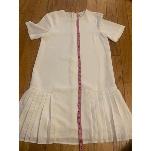 Zara Womens White Pleated Short Sleeve Mini Dress With Back Zipper Closure sz xs - Picture 6 of 9